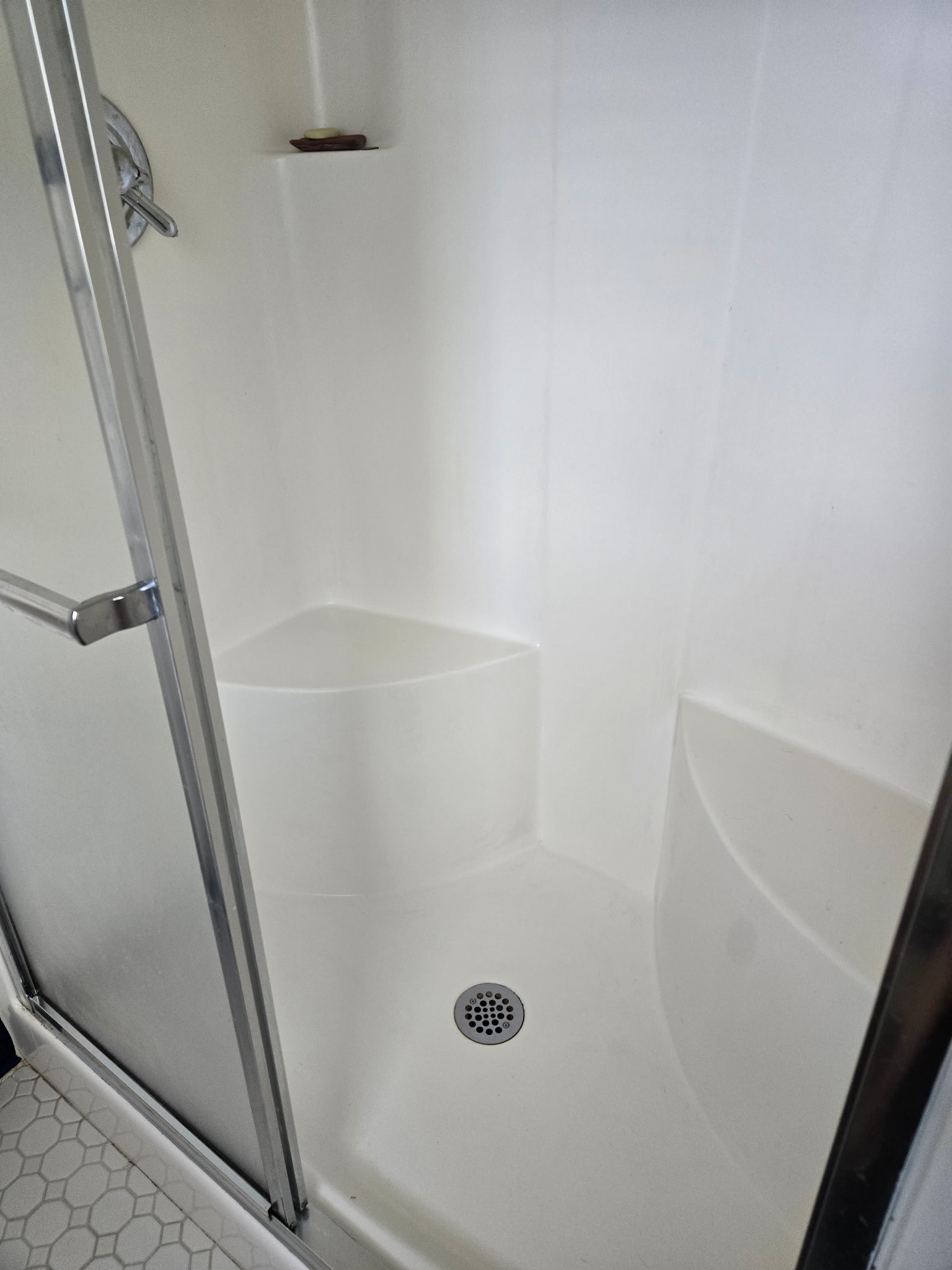Shower after detailed bathroom cleaning